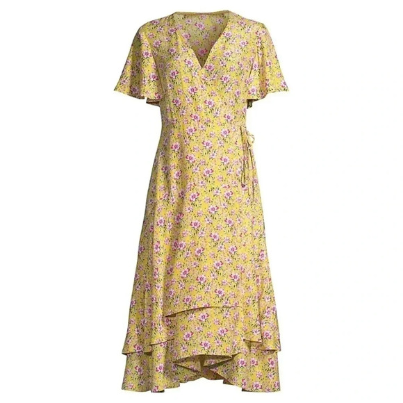 New Roller Rabbit Floral print Prana Filena Wrap Dress flutter
yellow midi - Picture 3 of 14